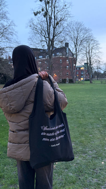 Wuthering Heights Slouchy Tote Bag - Black & Lilac Dark Academia Book Bag - Novelti