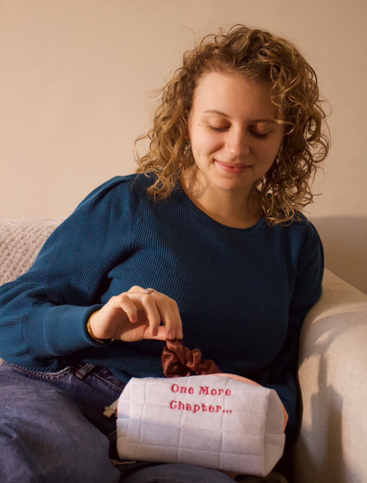 One More Chapter Aesthetic Pencil Case - Light Blue & Pink Bookish Stationery Pouch - Reading Annotation Kit & Makeup Bag