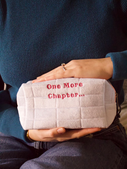 One More Chapter Aesthetic Pencil Case - Light Blue & Pink Bookish Stationery Pouch - Reading Annotation Kit & Makeup Bag