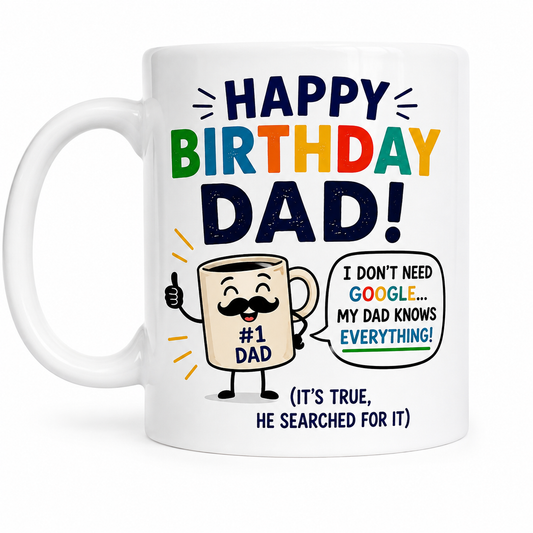 Cheerful Happy Birthday Dad Funny Mug