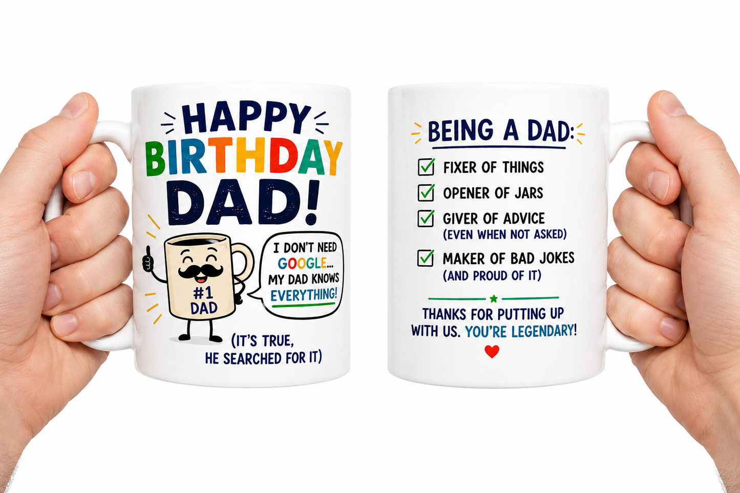 Cheerful Happy Birthday Dad Funny Mug