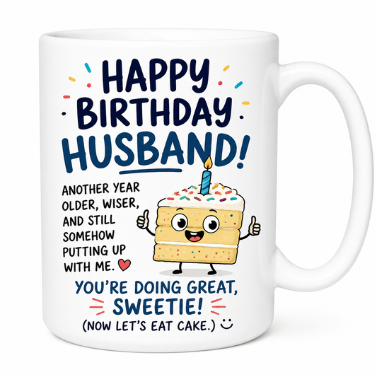 Happy Birthday Husband Cake Mug