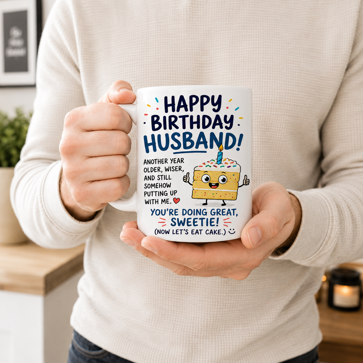 Happy Birthday Husband Cake Mug