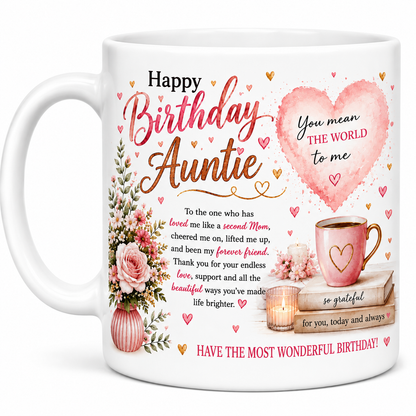 Sentimental Happy Birthday Auntie Mug