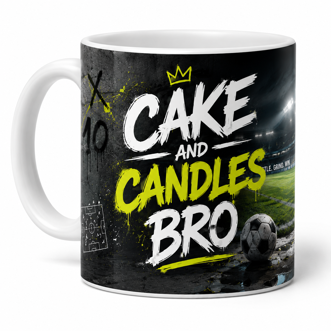 Cake And Candles Football Themed Mug