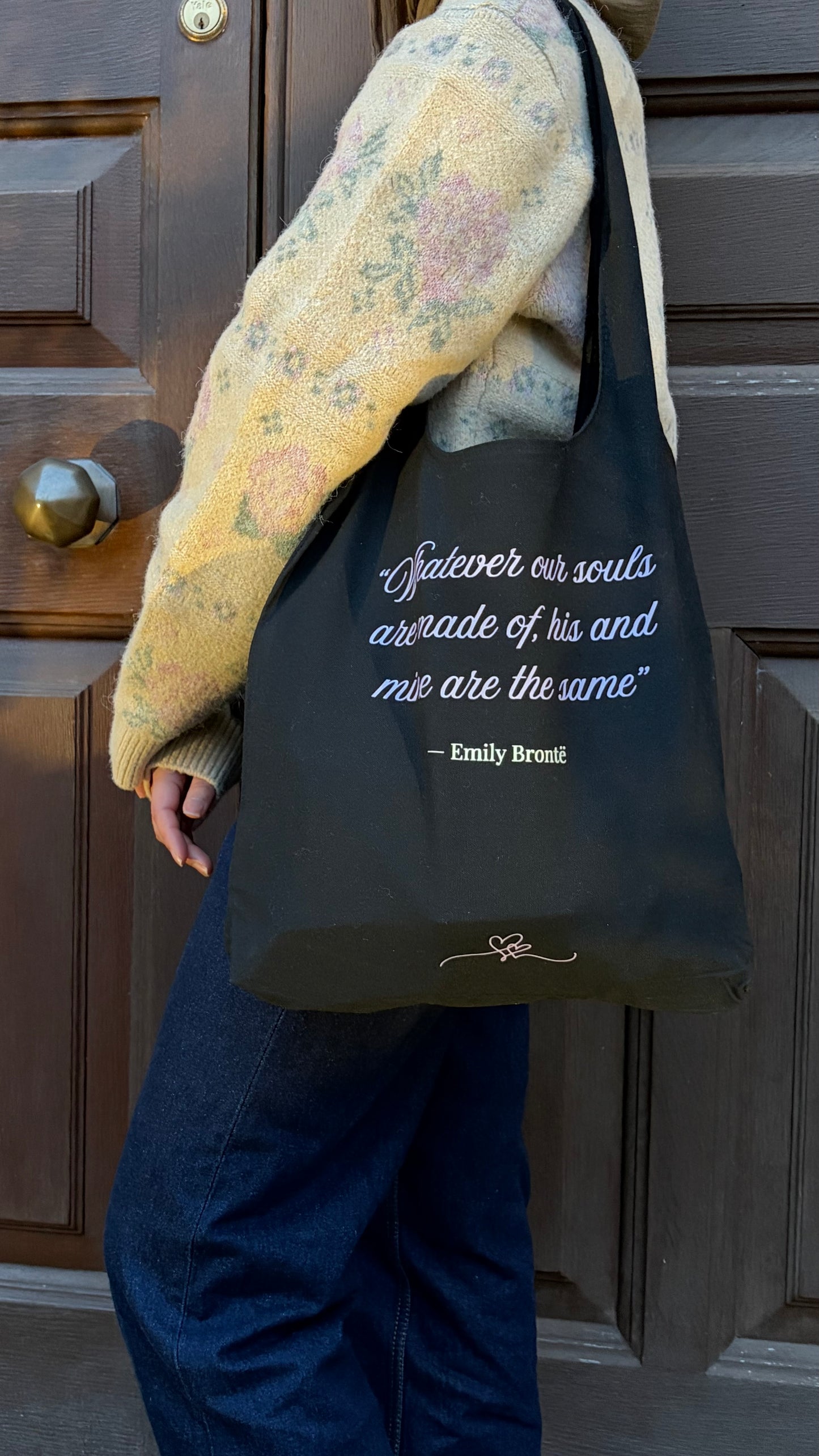 Wuthering Heights Slouchy Tote Bag - Black & Lilac Dark Academia Book Bag - Novelti