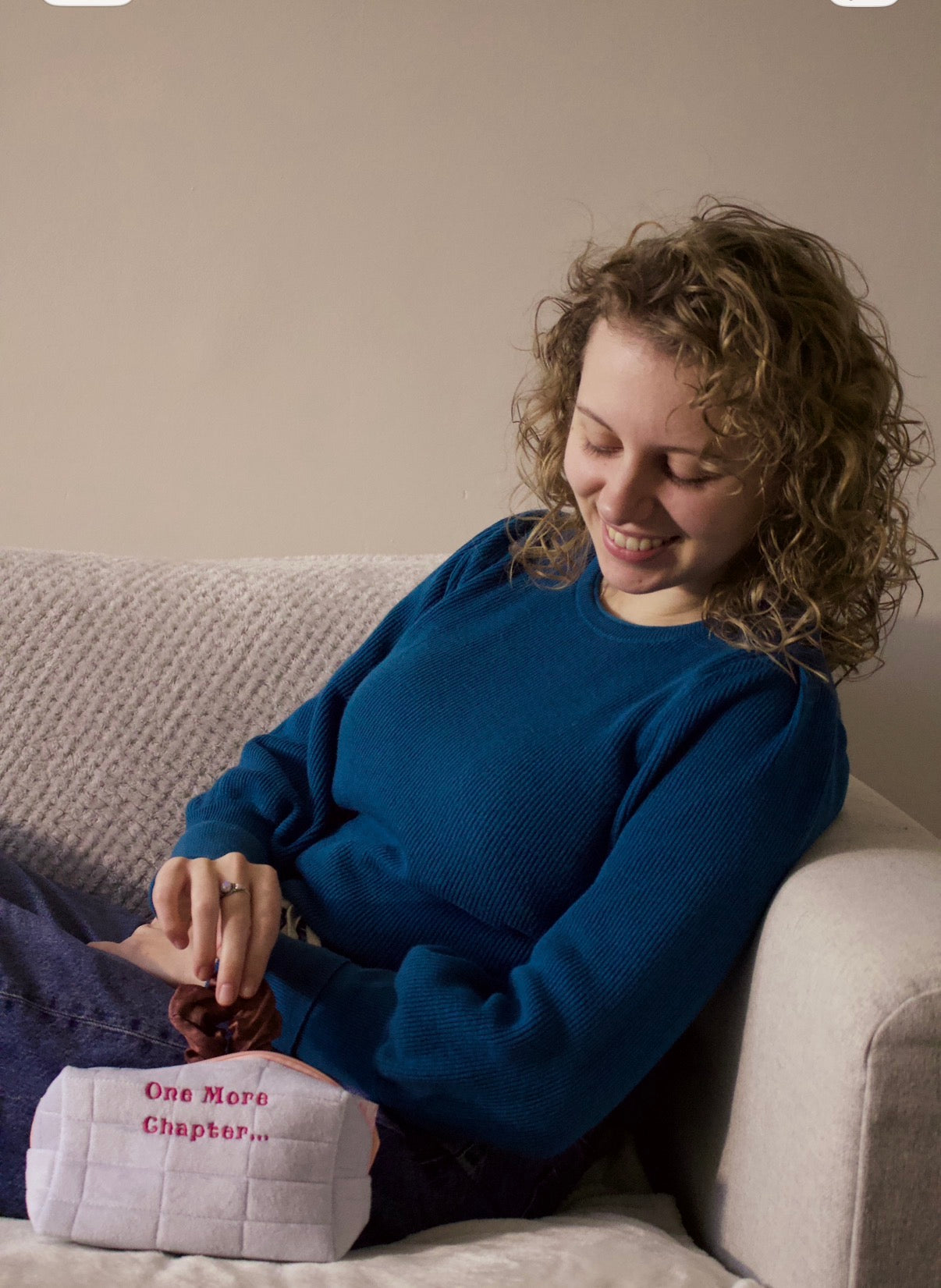 One More Chapter Aesthetic Pencil Case - Light Blue & Pink Bookish Stationery Pouch - Reading Annotation Kit & Makeup Bag